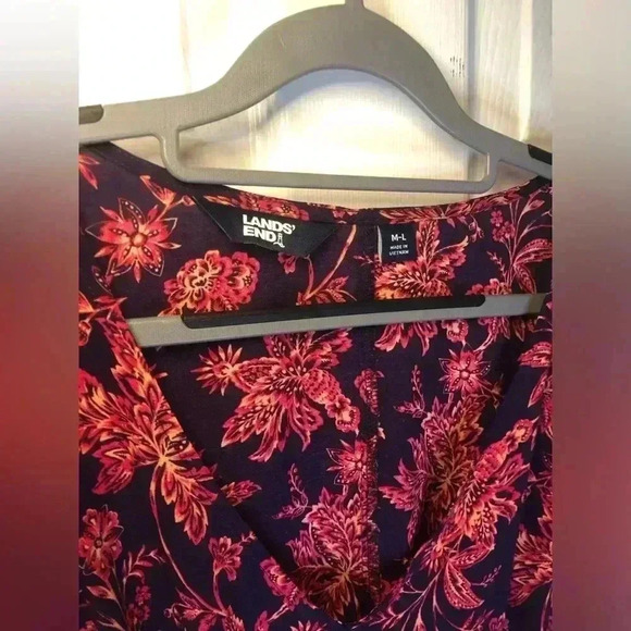 Women's Lands' End Gathered Waist Kaftan Swim Cover-Up Dress size M/L - Picture 4 of 13